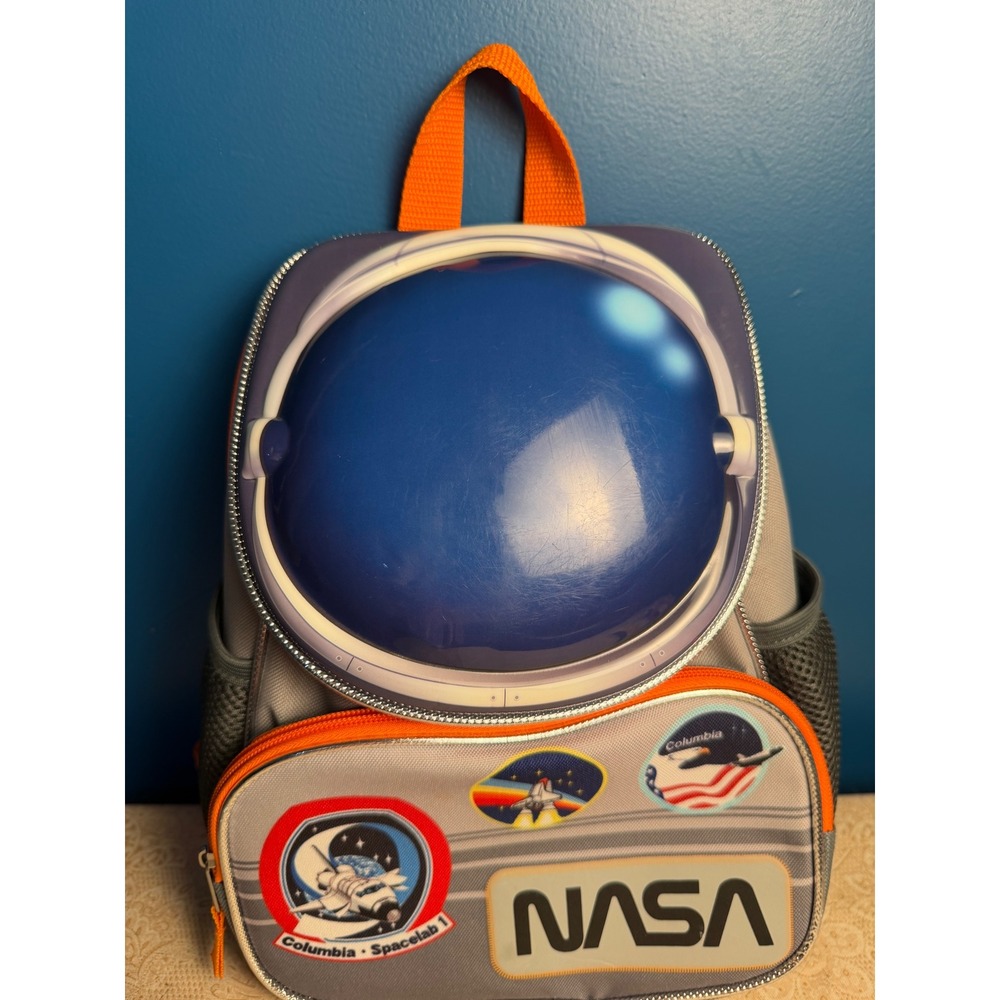NASA Astronaut Helmet Backpack Bioworld Grey Orange 3D Bubble Dome Space miniBag
